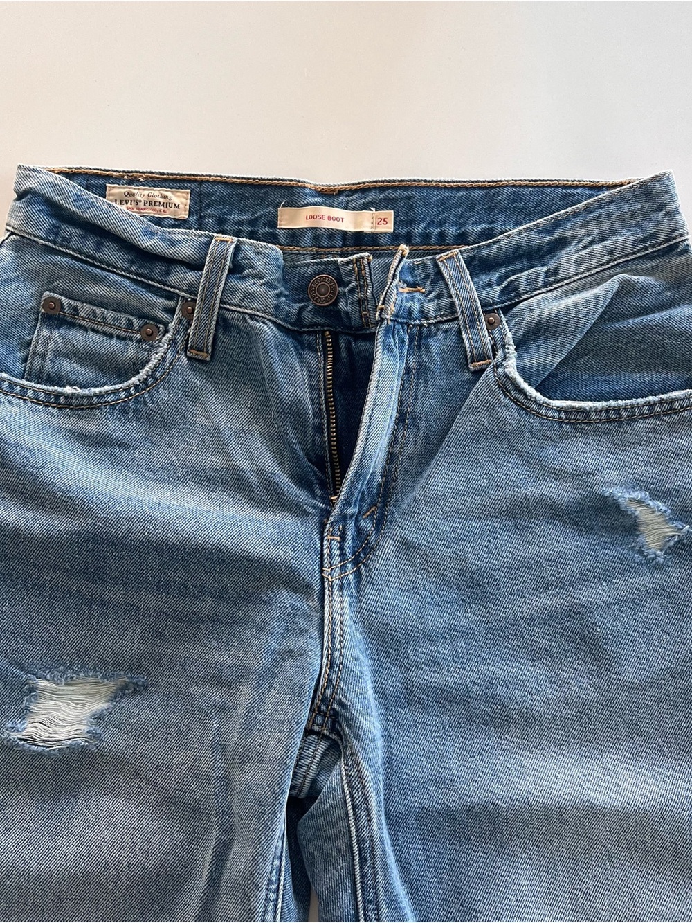 Custom Levi's Light Blue Loose Bootcut Jeans